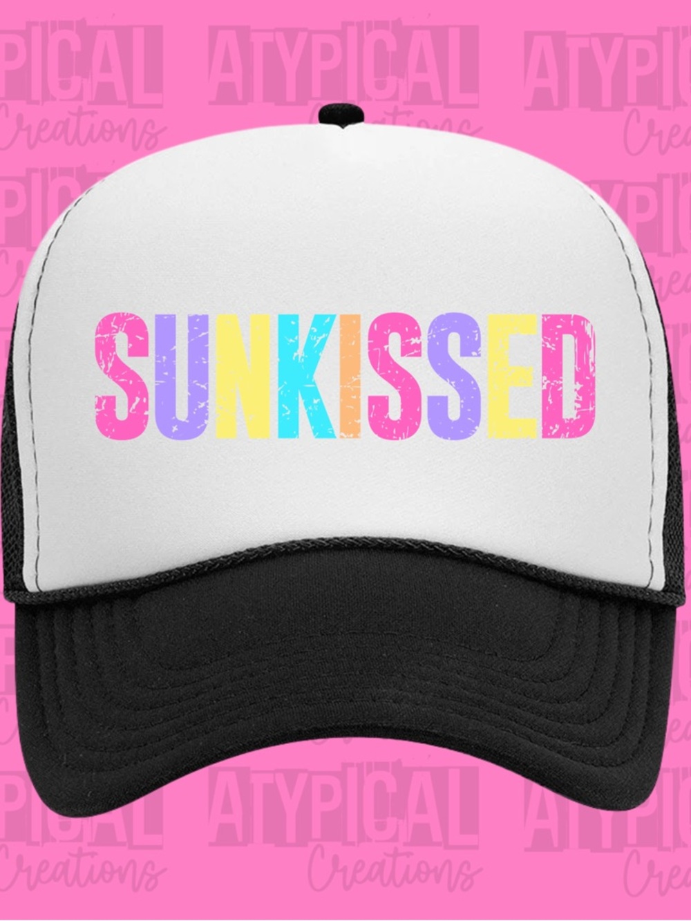 Sunkissed Color-Block Trucker Hat - Black & White